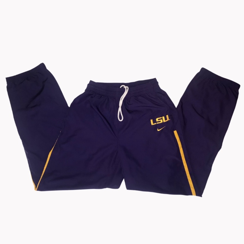 LSU Nike Warm Up Windbreaker Drawstring Pocket Pants Purple/Gold Size Small